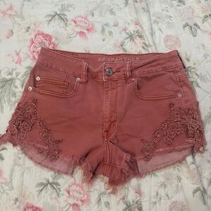 American-eagle Women's Pink and Red Shorts